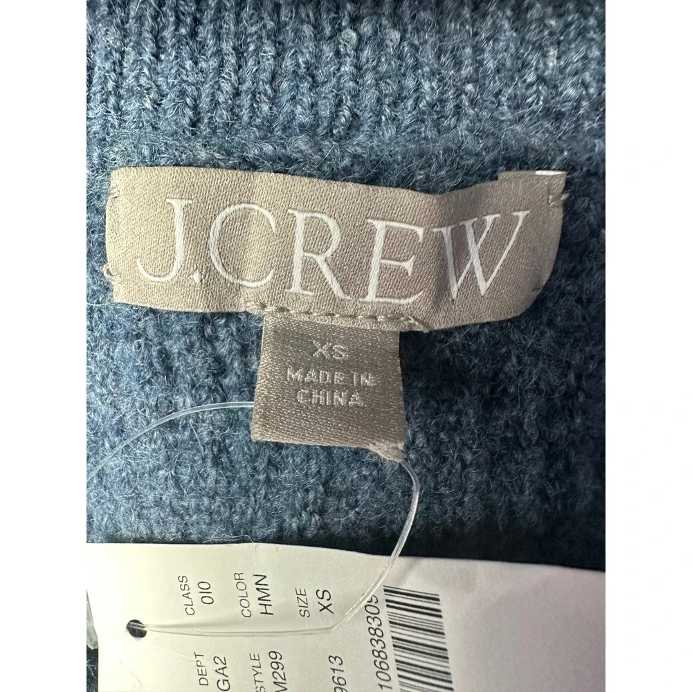 J.Crew Womens Half Zip Sweater XS Blue Merino Wool Alpaca Blend Pullover Preppy